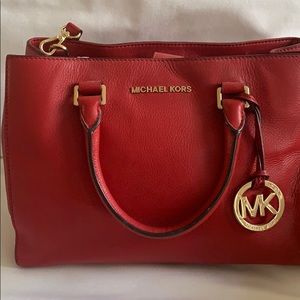 Michael Kors red Sutton leather bag.